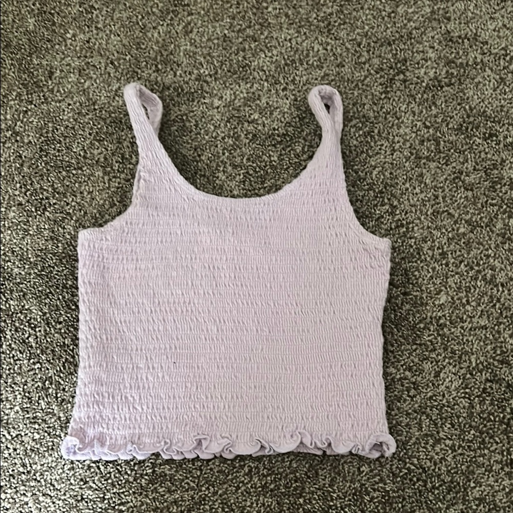 Hollister Lilac Smocked Ribbed Tank Top